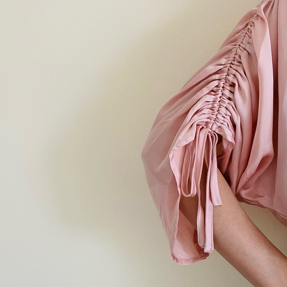 New Vince Camuto Pink Ruched Tie Sleeve Flowy Blouse - Picture 7 of 7